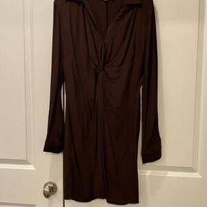 Gorgeous deep brown LOFT twist-front dress - never worn!